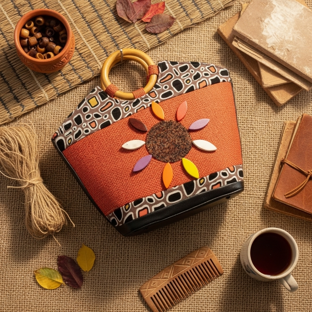 Stylish Orange Patterned Women's Bag